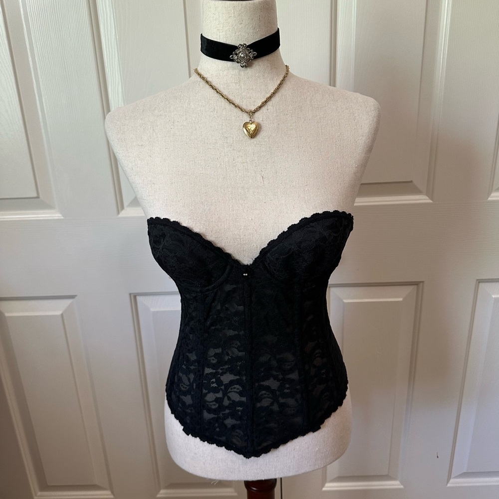 Fancy Women’s Strapless Madonna Corset Bra Top | Size: 34B | Color: Black